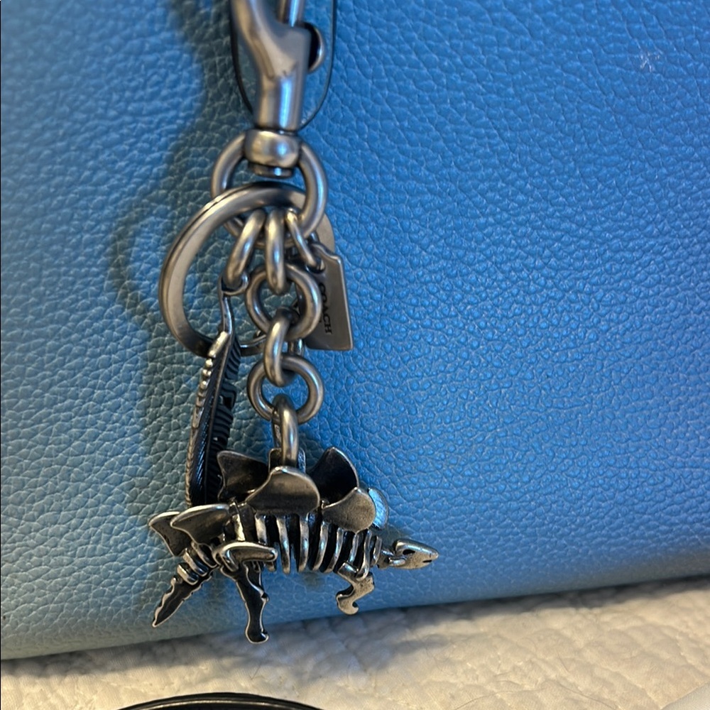 Coach Blue Leather Satchel with Silver Accents - Picture 2 of 11